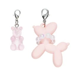 2 hängen charms för dekoration – ballonghund med halsband och en nalle