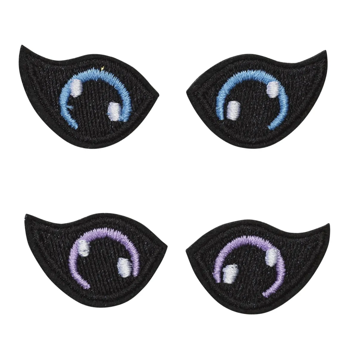 Hobby Pony tygögon 2 par, blå & lila, 32×20 mm