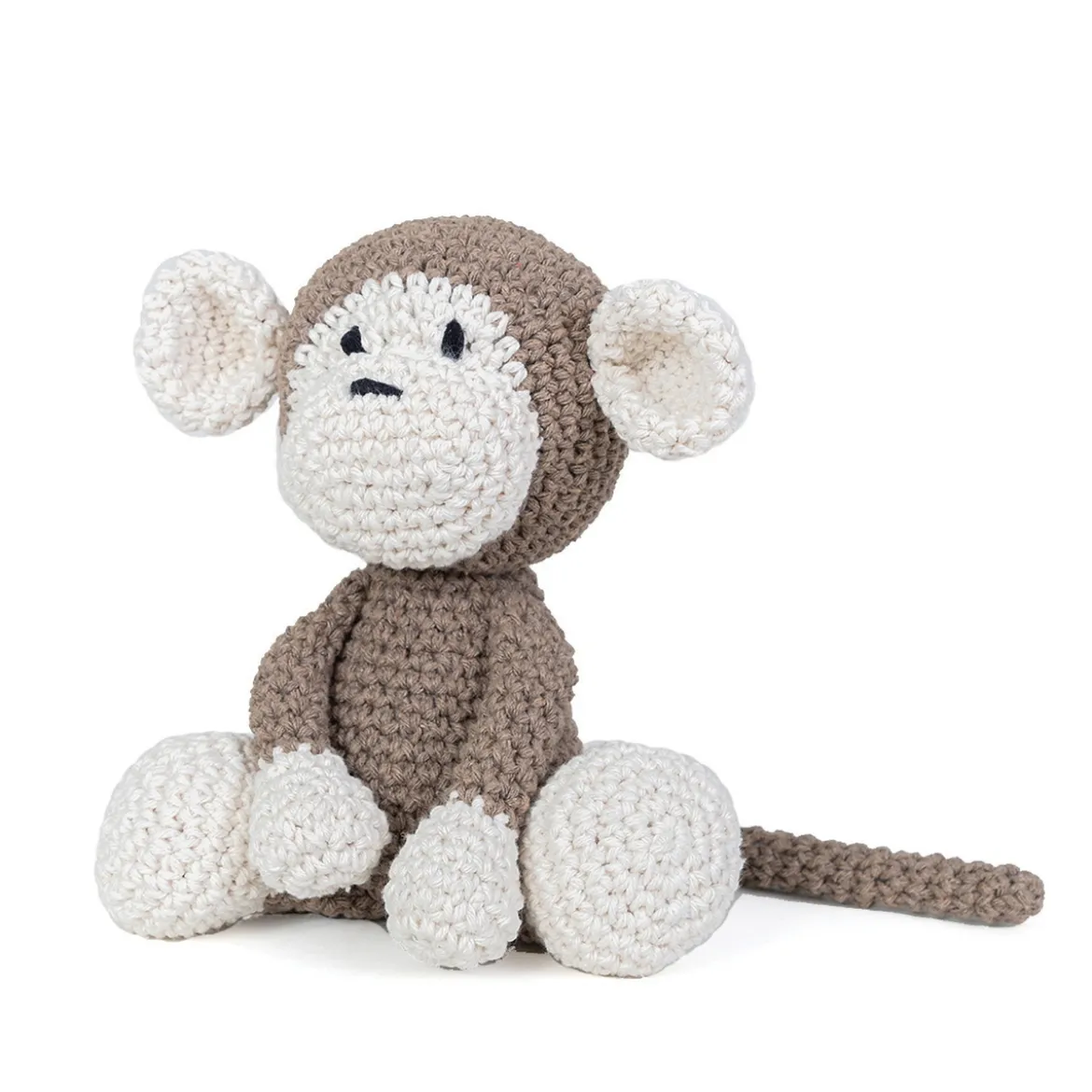 Hooked DIY-kit Monkey Mace, virka en söt amigurumi apa, längd 17 cm