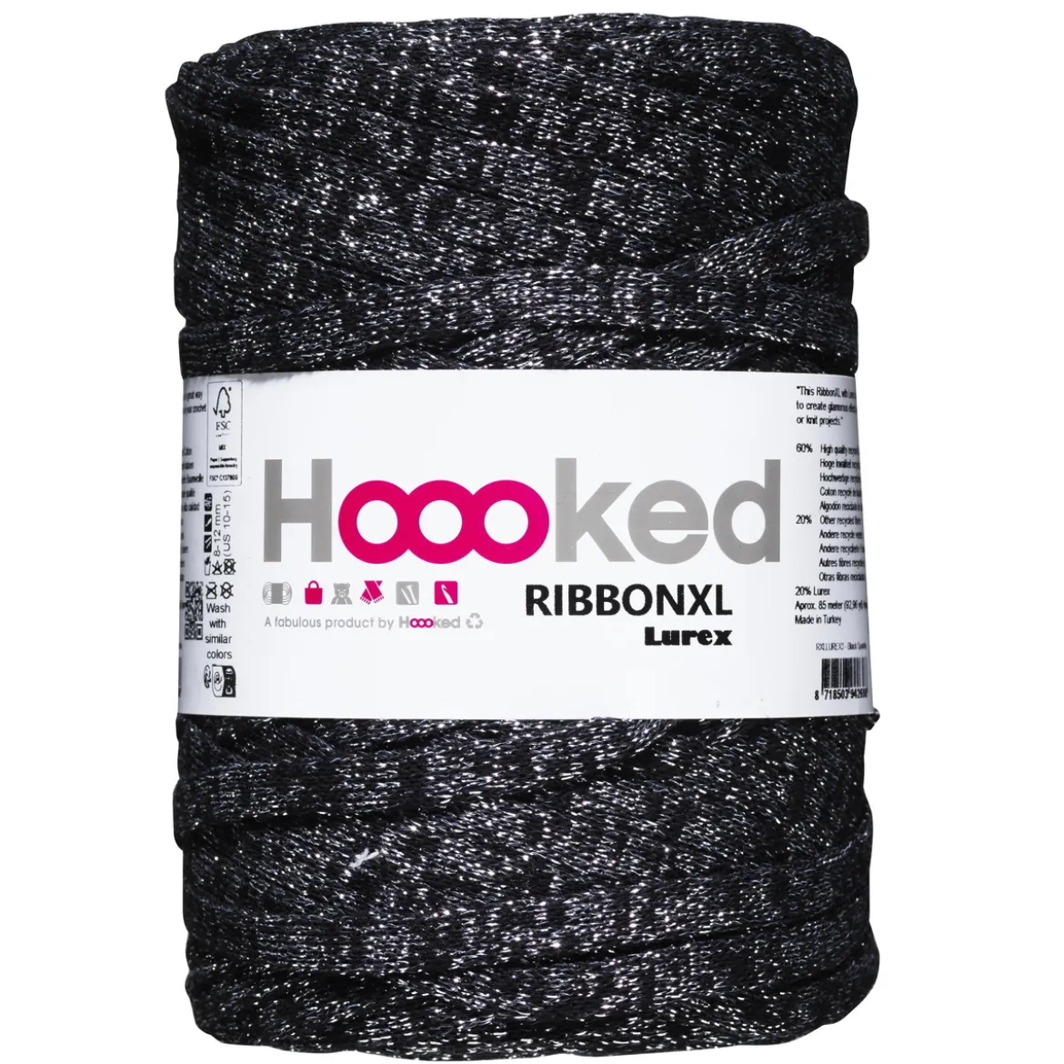 Hoooked Ribbon XL garn Lurex 250g silver – Silver Glitter