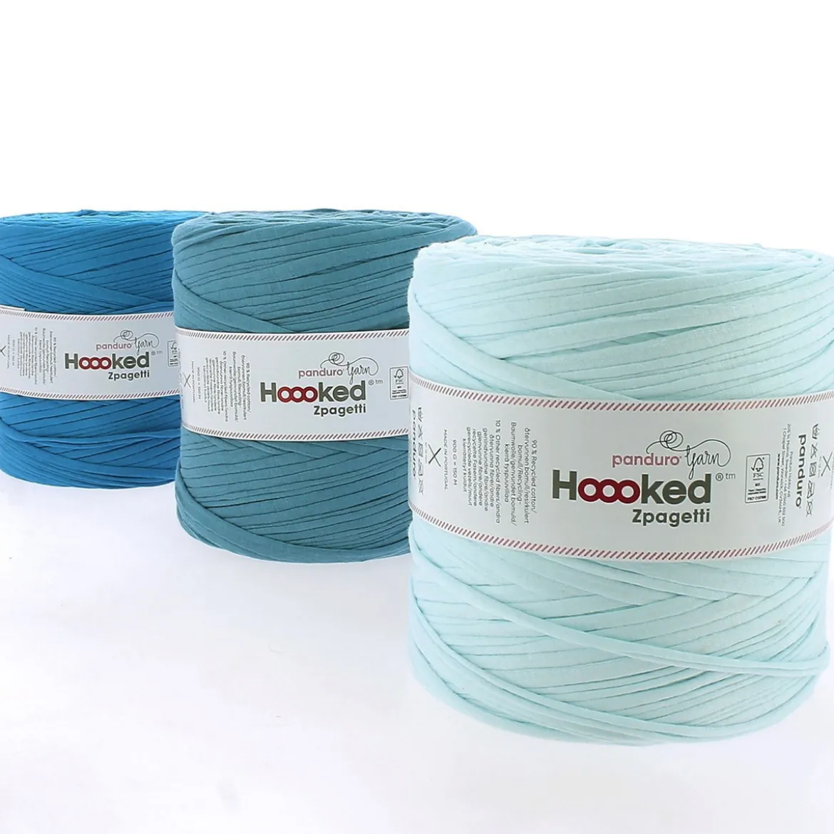 Hoooked Zpagetti Medium trikågarn 900 g turkos – Turqoise/Aqua shades ZP005-21, pris per styck