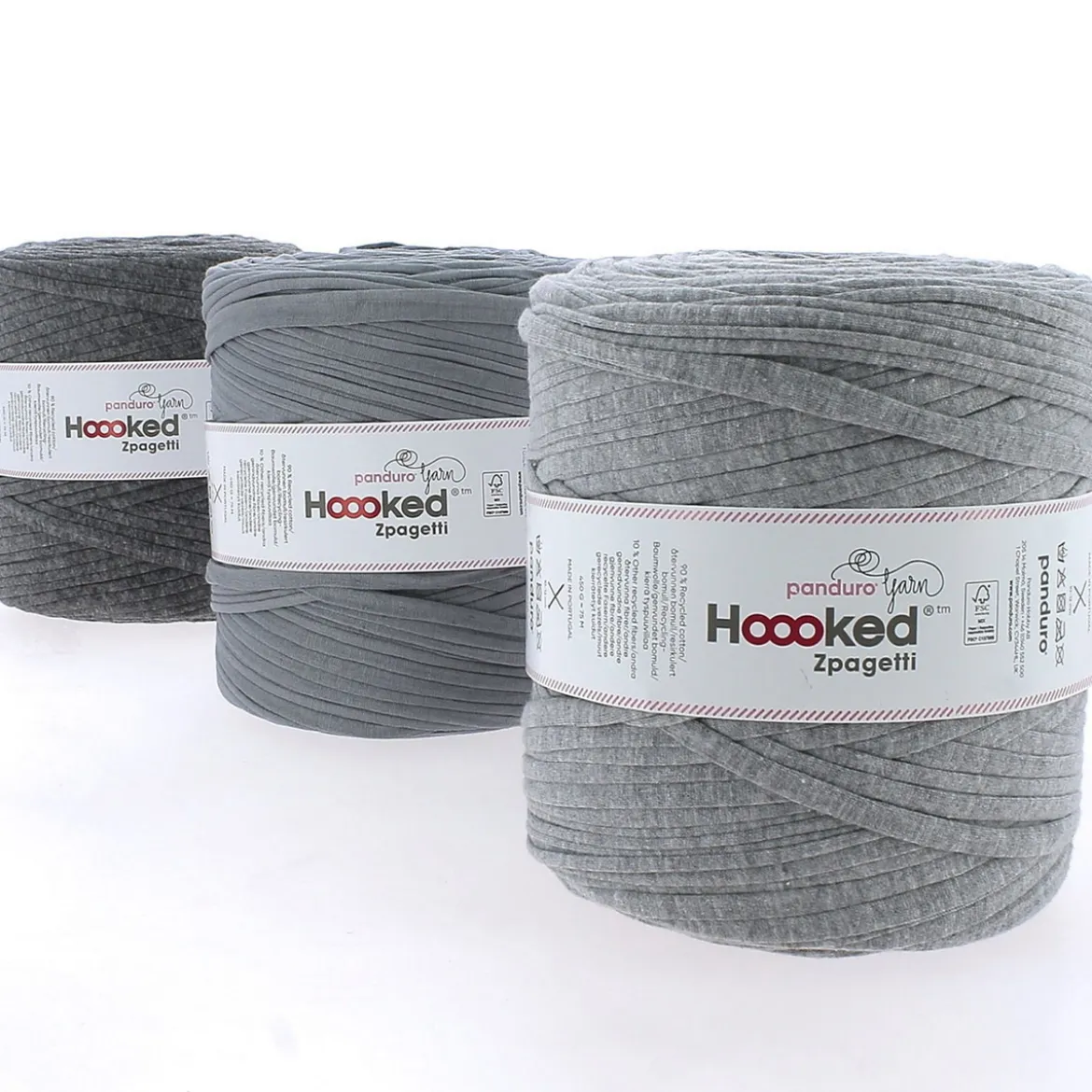 Hoooked Zpagetti Medium trikågarn 900 g grå – Grey Shades ZP005-12, pris per styck
