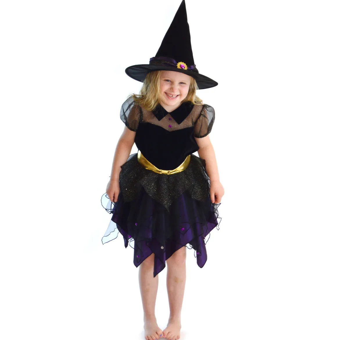 Häxdräkt med hatt (5-7 år)
