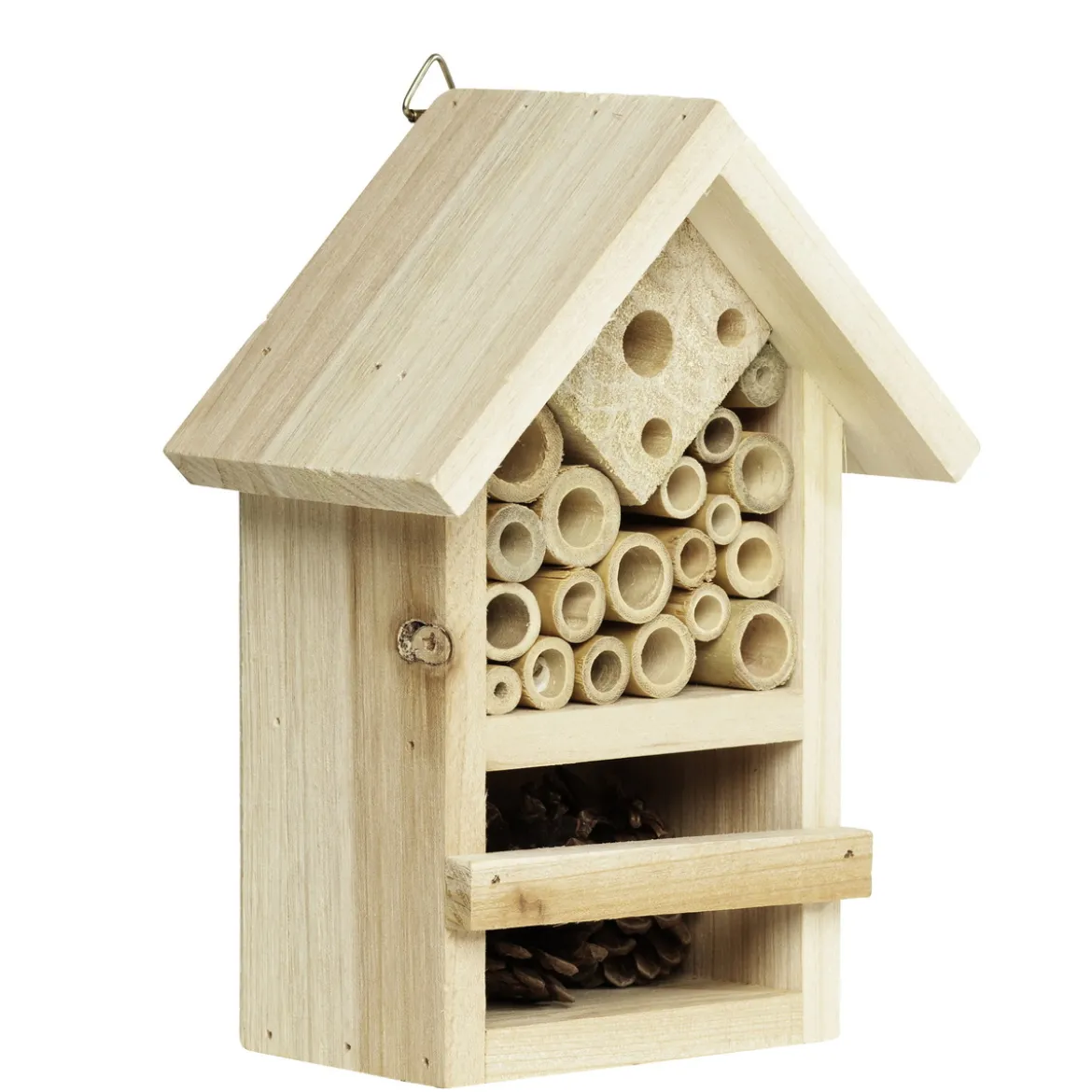 Insektshus insektshotell 13×8×18 cm av ljust obehandlat FSC®-märkt trä