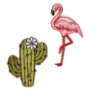 Iron-on tygmärke flamingo kaktus 2 st. Kaktusen är 37x45 mm och flamingon 35×60 mm