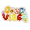 Iron-on tygmärke med färgglad text Good vibes 70×40 mm