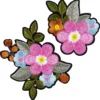 Iron-on tygmärke rosa blommor i 2 storlekar med massor av detaljer 2 st. 65×75 mm & 48×53 mm