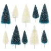 Julgranar mini, 10 dekorationsgranar med snö – H.7 / 9,5 cm, Ø3,5–5 cm