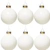 Julgranskulor, 6 st. fina vita julkulor av glas Ø6 cm – 3 matta & 3 blanka