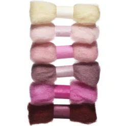 Kardad ull sats 6x2g rosa
