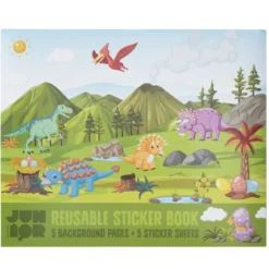 Klistermärkesbok Dino World, 35x29 cm, med 100+ återanvändbara stickers