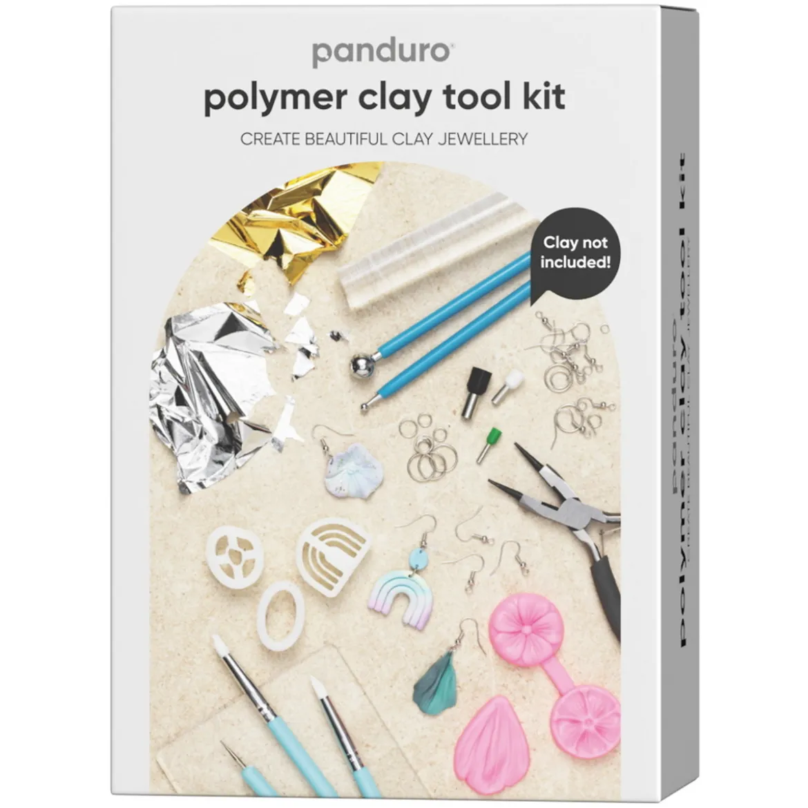 Komplett kit med lerverktyg för smyckestillverkning av polymerlera