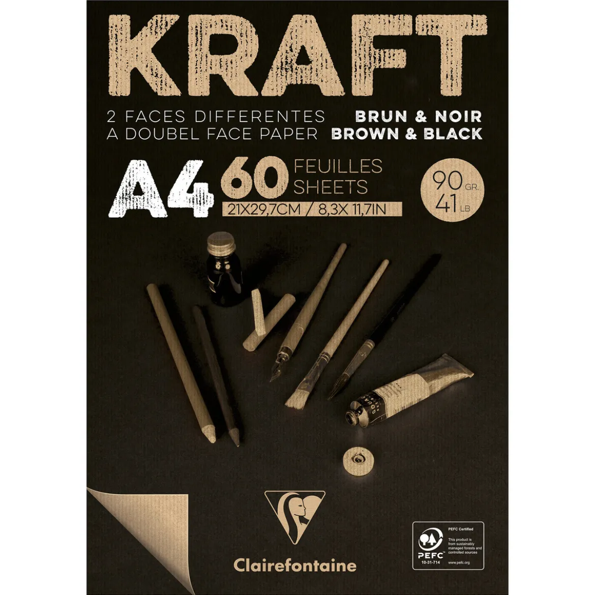 Kraft block A4 Brown/Black