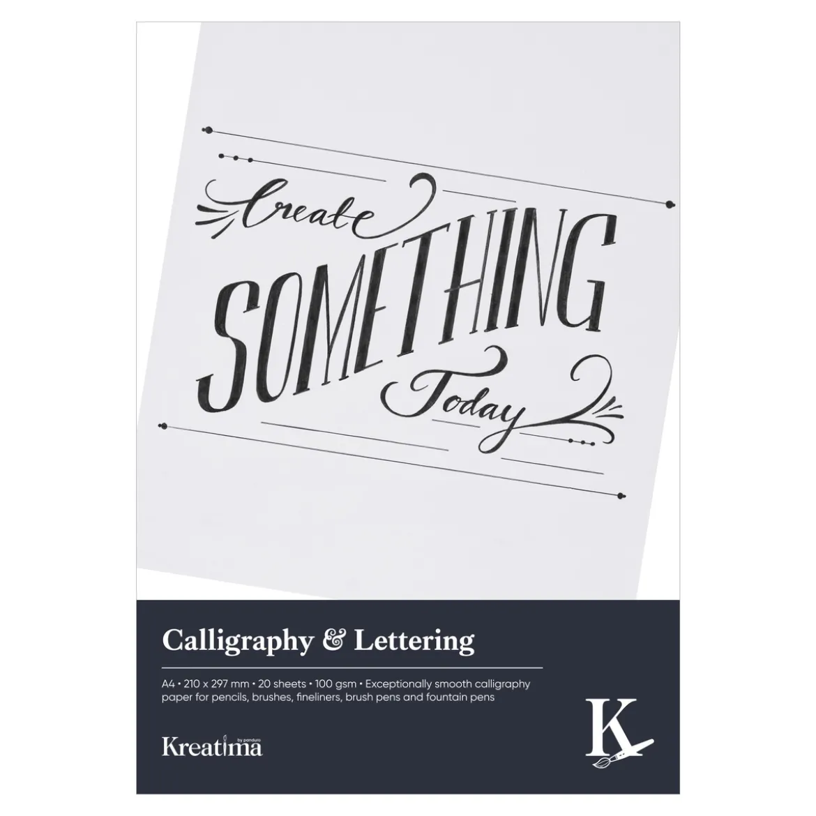 Kreatima Calligraphy & Lettering kalligrafiblock, A4 (210×297 mm), 20 ark, 100 g/m²