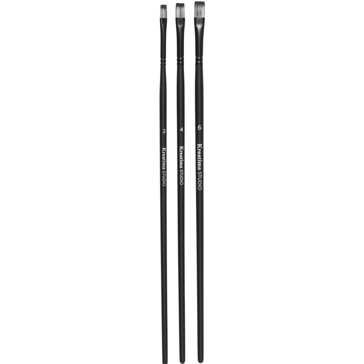 Kreatima pensel Studio Flat 3-pack, #2, 4, 6 – syntetpenslar, flat borst