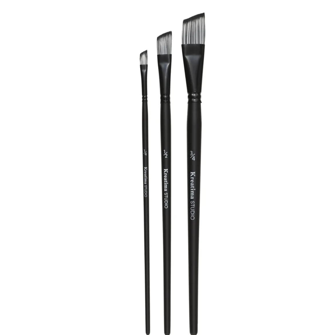 Kreatima pensel Studio Flat Slant 3-pack, #1/4, 1/2, 3/4 – syntetpenslar, snedskuret borst