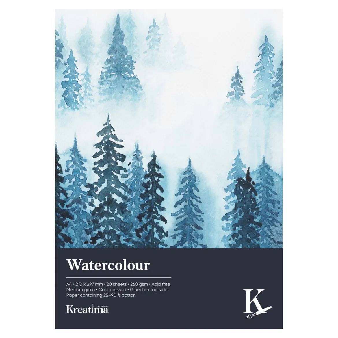 Kreatima Watercolour akvarellblock A4 (210×297 mm), 20 ark, 260 g/m²