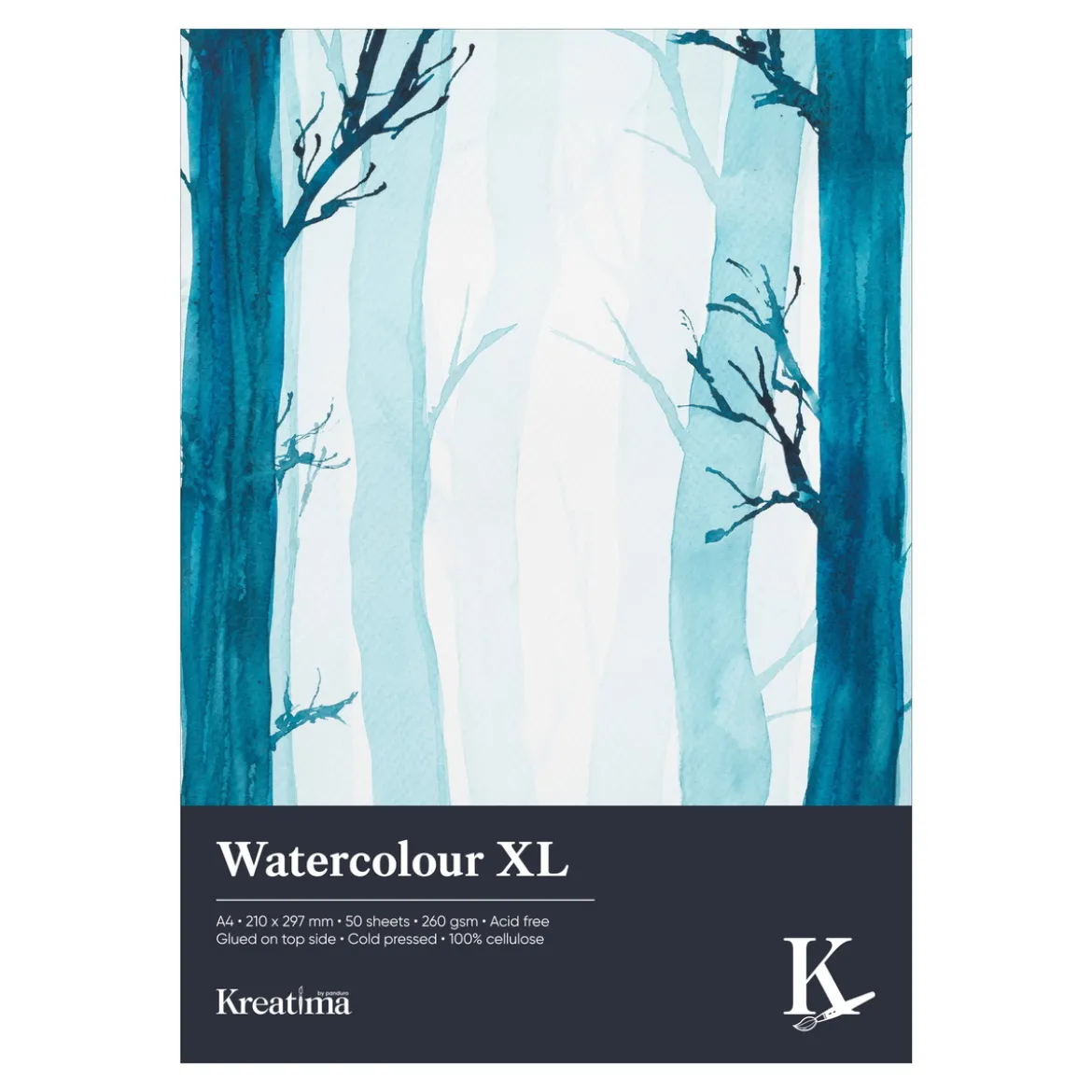 Kreatima Watercolour XL akvarellblock, A4 (210×297 mm), 50 ark, 260 g/m²