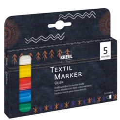KREUL textil-markers 5-pack Opak – pennor med textilfärg för ljust & mörkt tyg