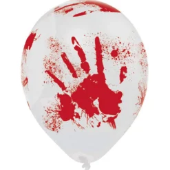 Latexballonger till halloween med blodiga handavtryck 6-pack, Ø24.5 cm