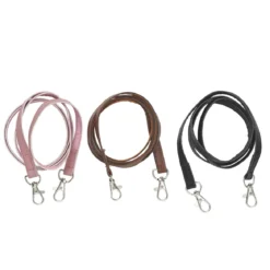 Lädertyglar till käpphästar, 3 par – svart, rosa och brun, längd 120 cm