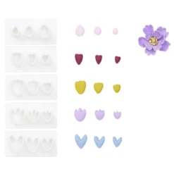 Lerstämplar 5×3 olika sorters små blomblad för att skapa blommor