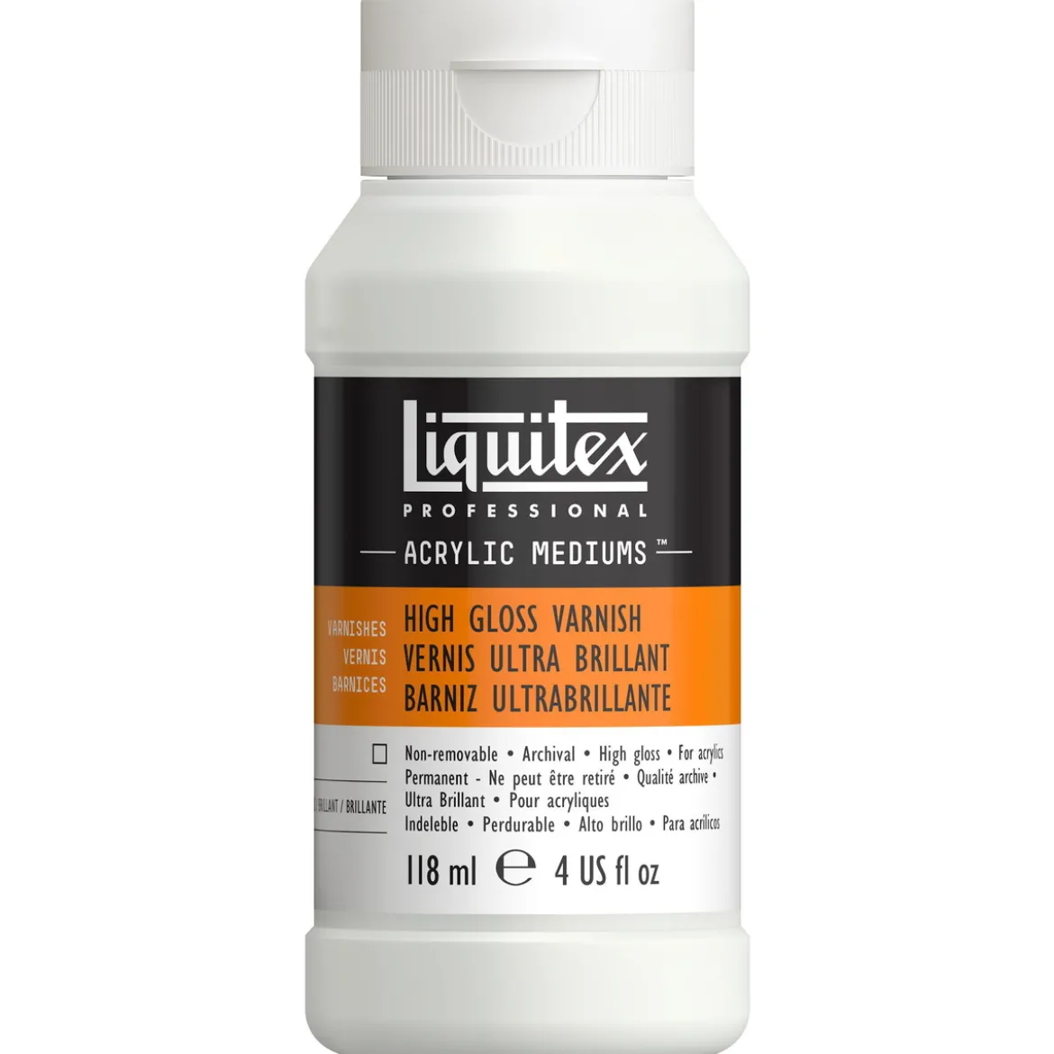 Liquitex High Gloss Varnish 118 ml, skyddande högblank fernissa för akrylmålningar