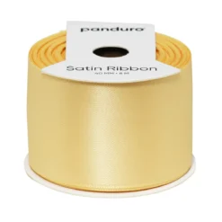 Ljusgult satinband – 40 mm brett och 8 meter långt
