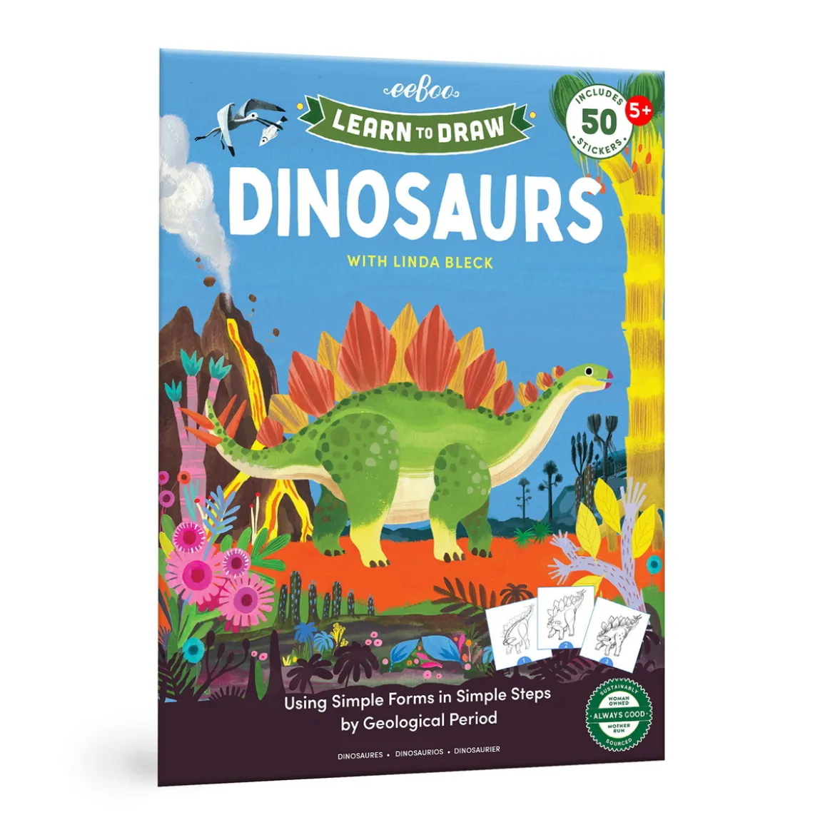 Lär dig teckna dinosaurier – lärorik målarbok med 50 stickers