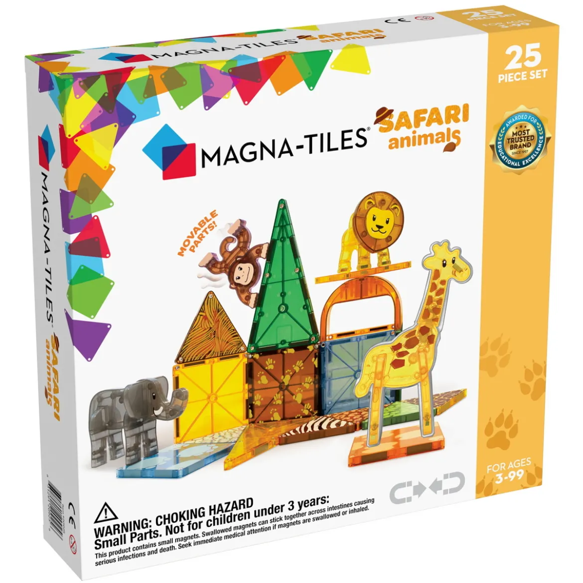 Magna-tiles safari 25 st – innovativa, färgglada och transparenta byggklossar med inbyggda magneter
