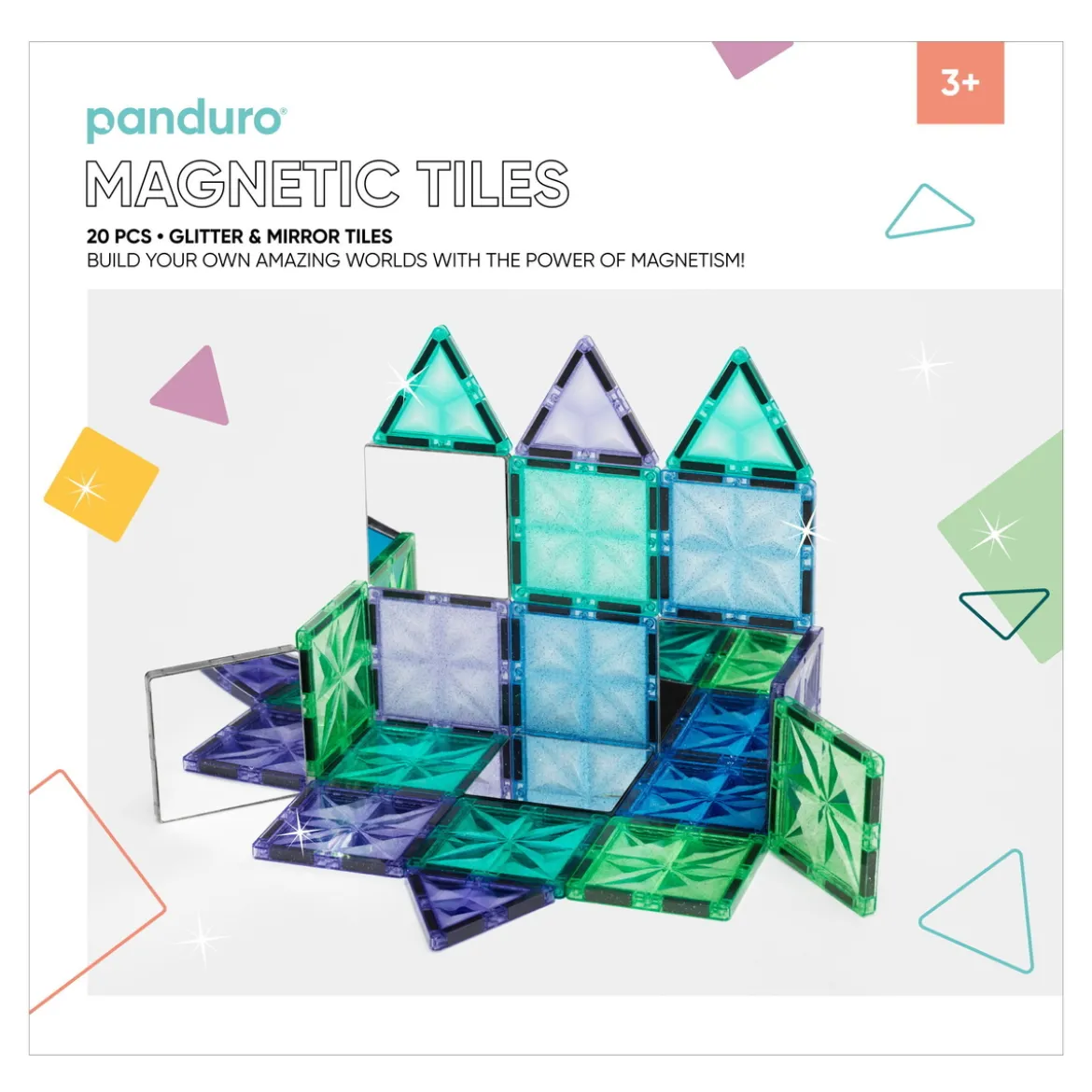 Magnetic Tiles Glitter & Mirrors, 20 glittriga magnetiska brickor och speglar