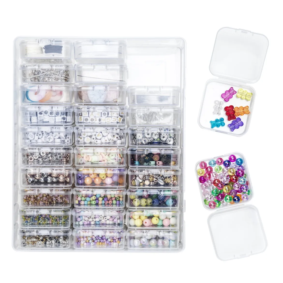 Mega-kit med massor av pärlor, bokstavspärlor, charms & smyckestråd!