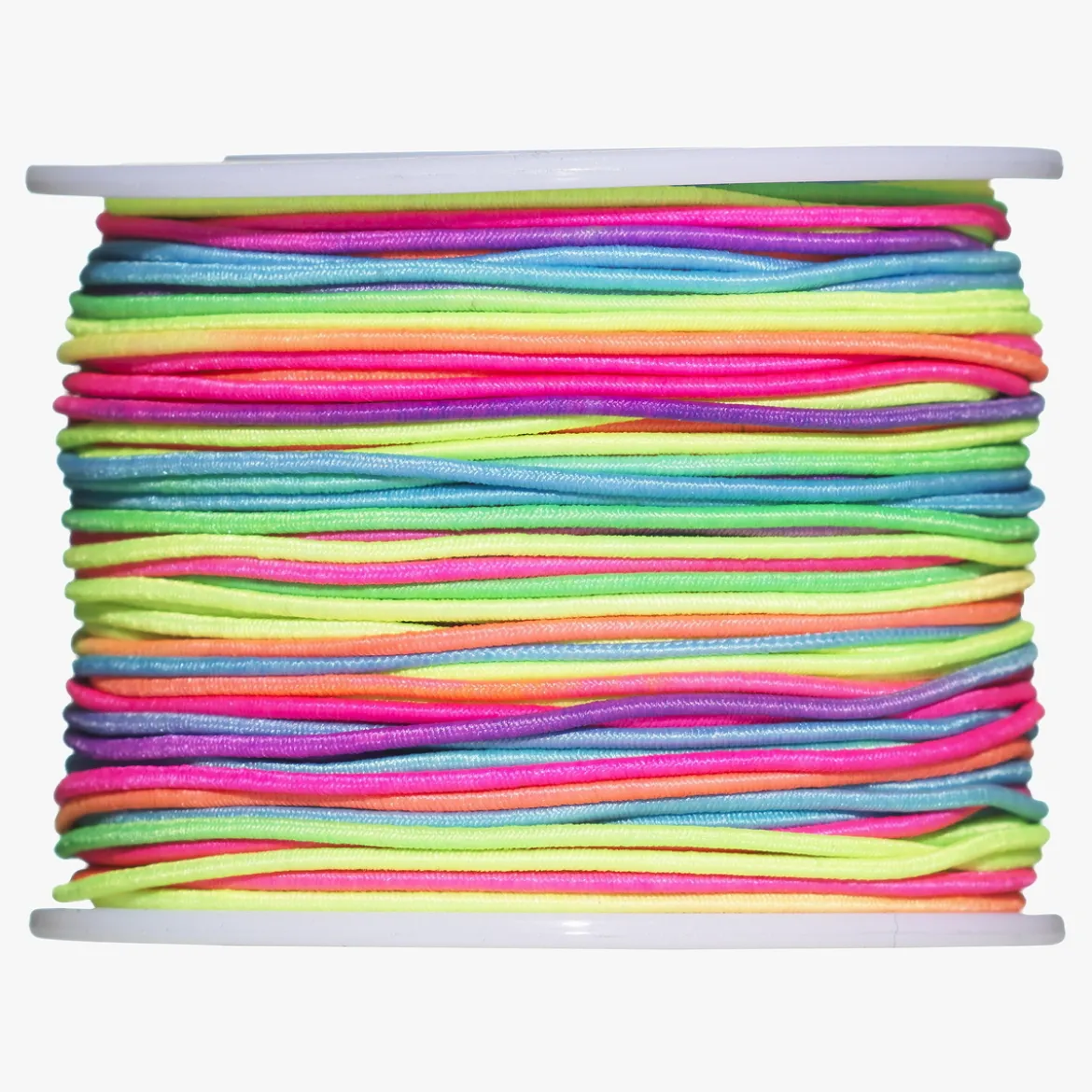 50 meter / Ø1 mm regnbågsfärgad elastisk & vävklädd smyckestråd