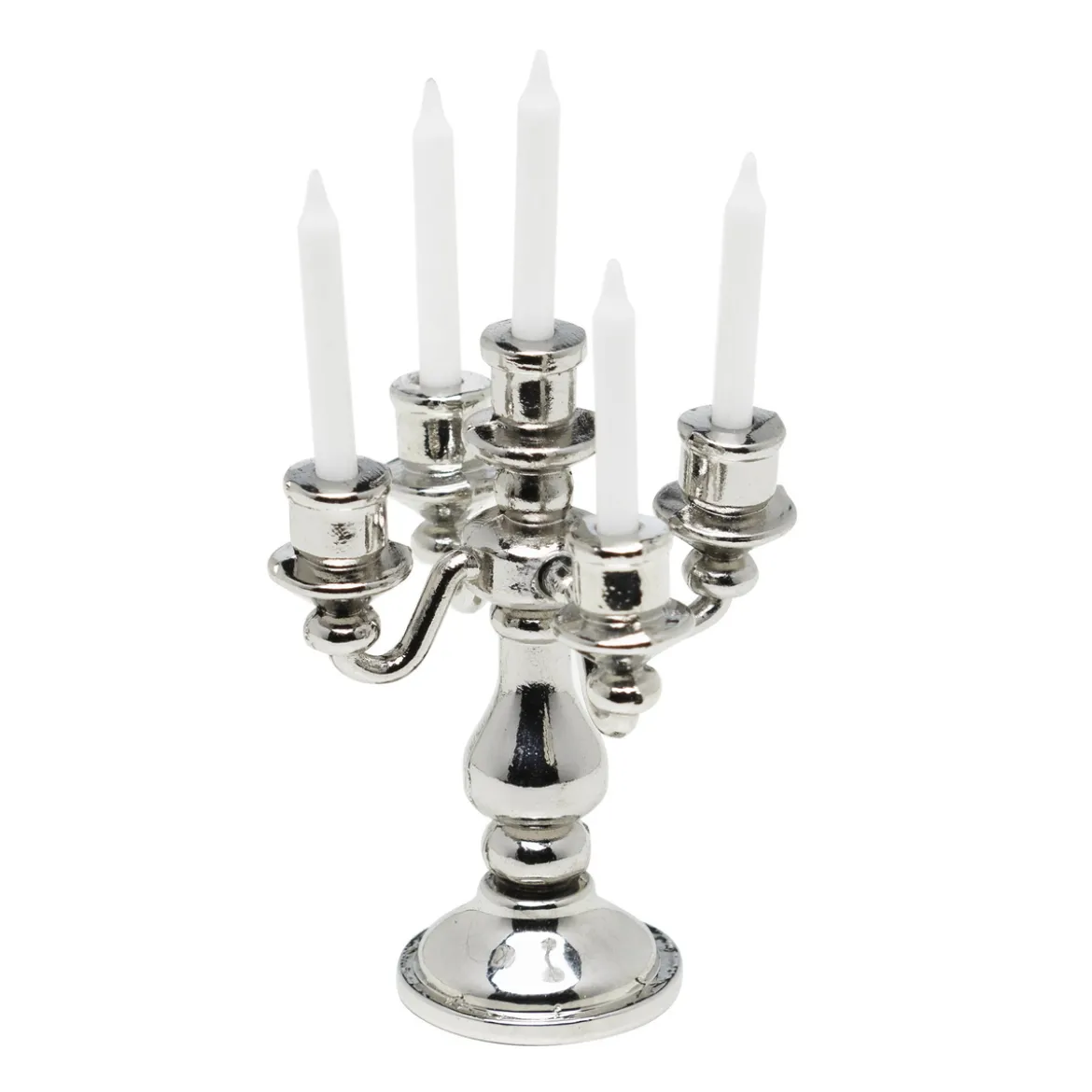 Miniatyrkit med en kandelaber av metall, Ø3 cm, höjd 4 cm