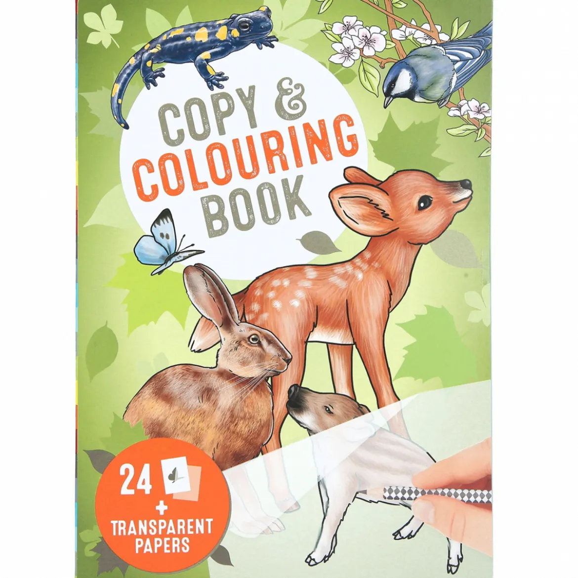 Målarbok Copy & Colouring Book – rita och kalkera djur + 24 transparenta ark