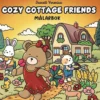 Målarbok Cozy Cottage Friends, mysig målarbok med 40 avslappnande motiv, 25×25 cm