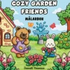 Målarbok Cozy Garden Friends, mysig målarbok med 40 avslappnande motiv, 25×25 cm
