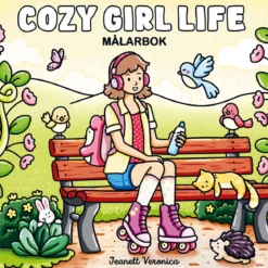 Målarbok Cozy Girl Life, en mysig målarbok med 40 avslappnande motiv, 25×25 cm