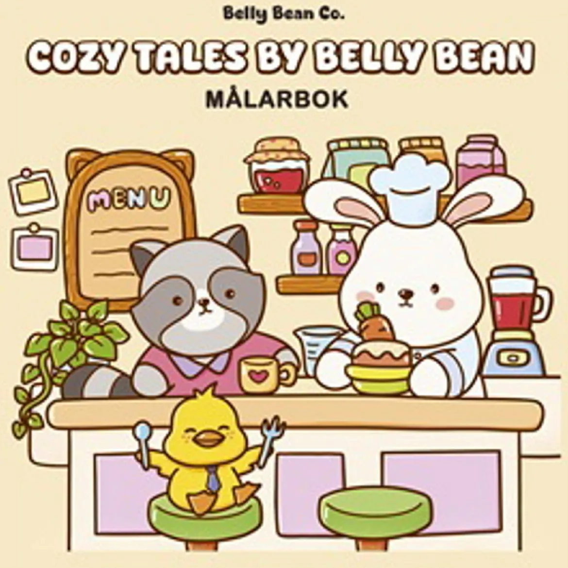 Målarbok Cozy Tales by Belly Bean, färglägg 40 jättesöta motiv! 25,4×25,4 cm
