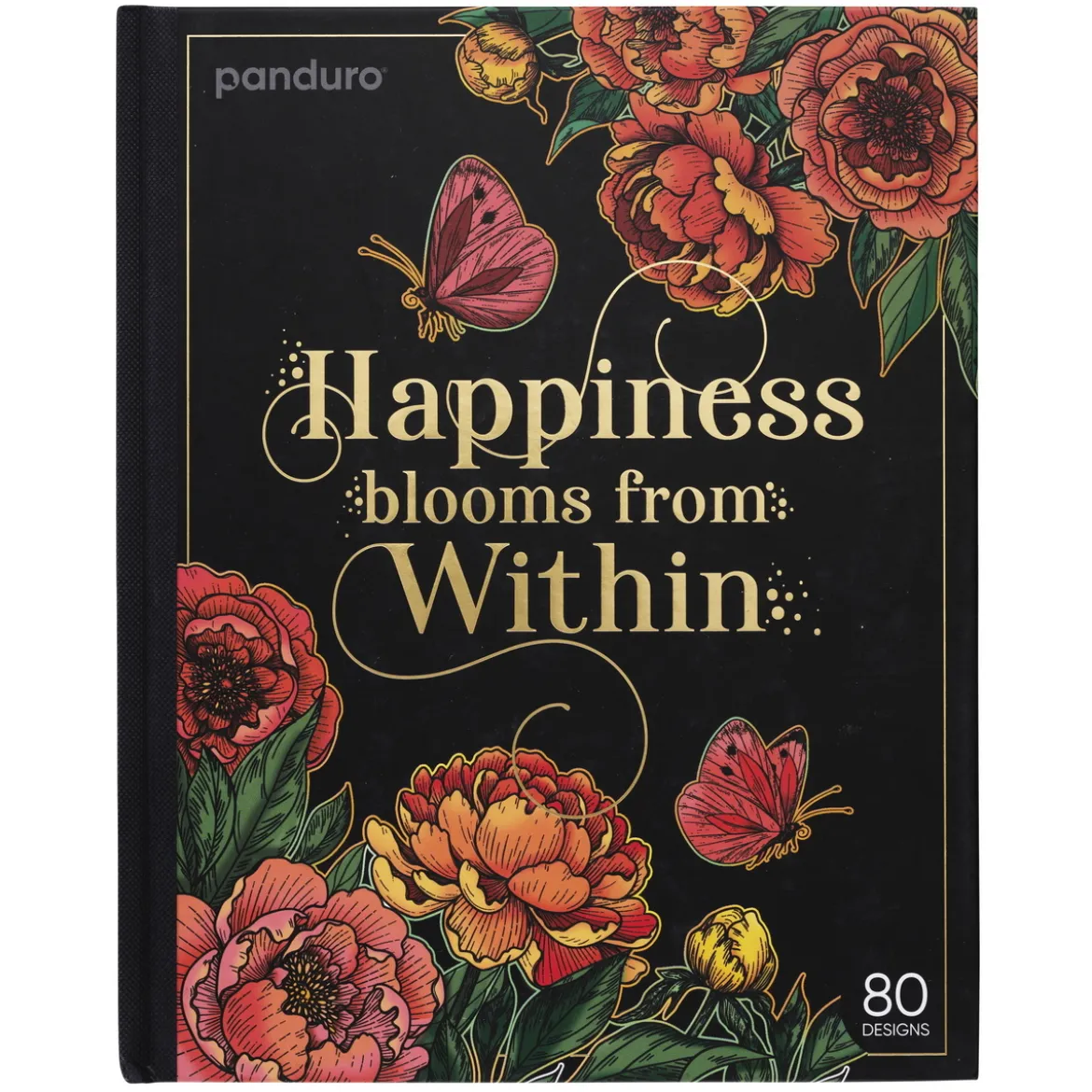 Målarbok Happiness blooms from within, 20×25 cm, 40 ark / 80 motiv