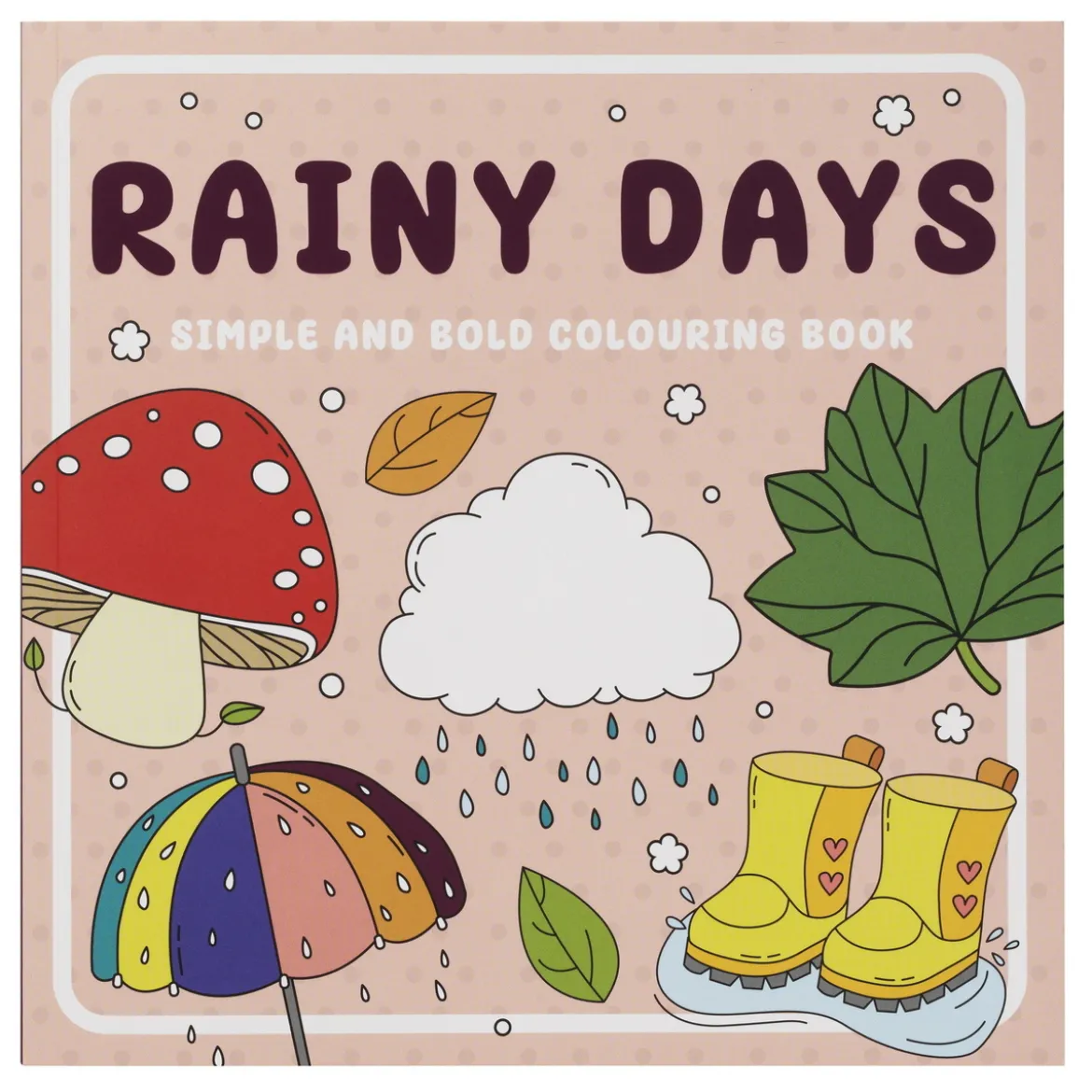 Målarbok Rainy Days, 20×20 cm, 24 motiv med massor av höstmys!