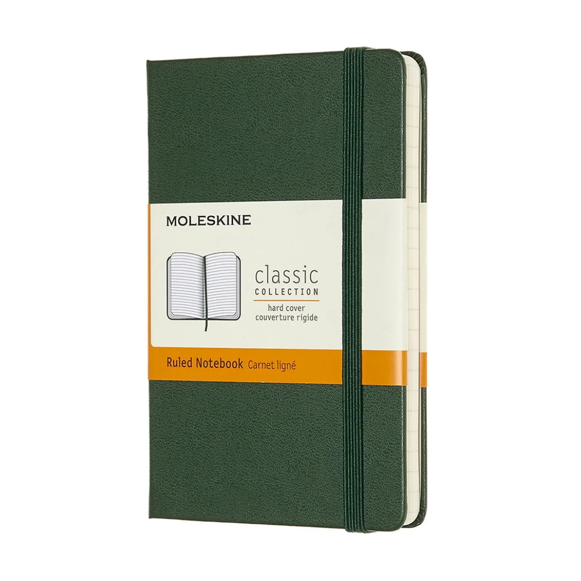 Moleskine Classic Notebook Pocket (9×14 cm), grön hård pärm – 192 linjerade sidor