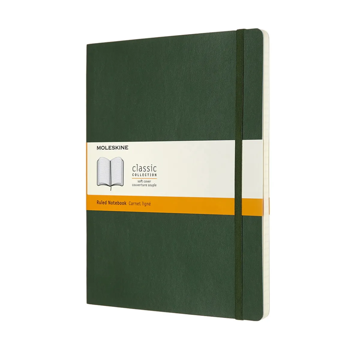 Moleskine Classic Notebook XL (19×25 cm), grön mjuk pärm – 192 linjerade sidor