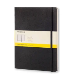 Moleskine Classic Notebook XL (19×25 cm), svart hård pärm – 192 rutade sidor