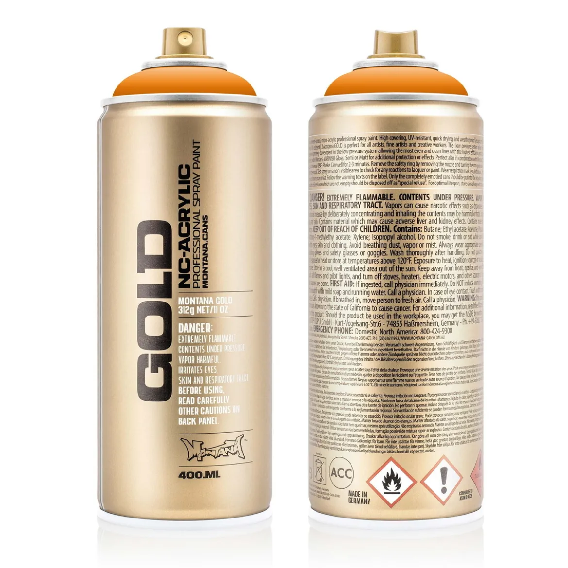 Montana Gold sprayfärg 400 ml - Shock 2000 Orange Light