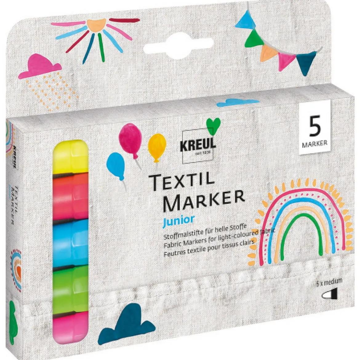 Mucki Junior textilpennor, markers, 5-pack