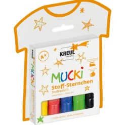 Mucki textilpennor stjärnor, 5-pack