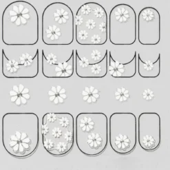 Nagelstickers daisy – 26 nagelklistermärken med vita tusenskönor / blommor
