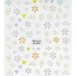 Nagelstickers pastellfärgade hjärtan & små blommor. 1 ark nail stickers à 8,5×10 cm