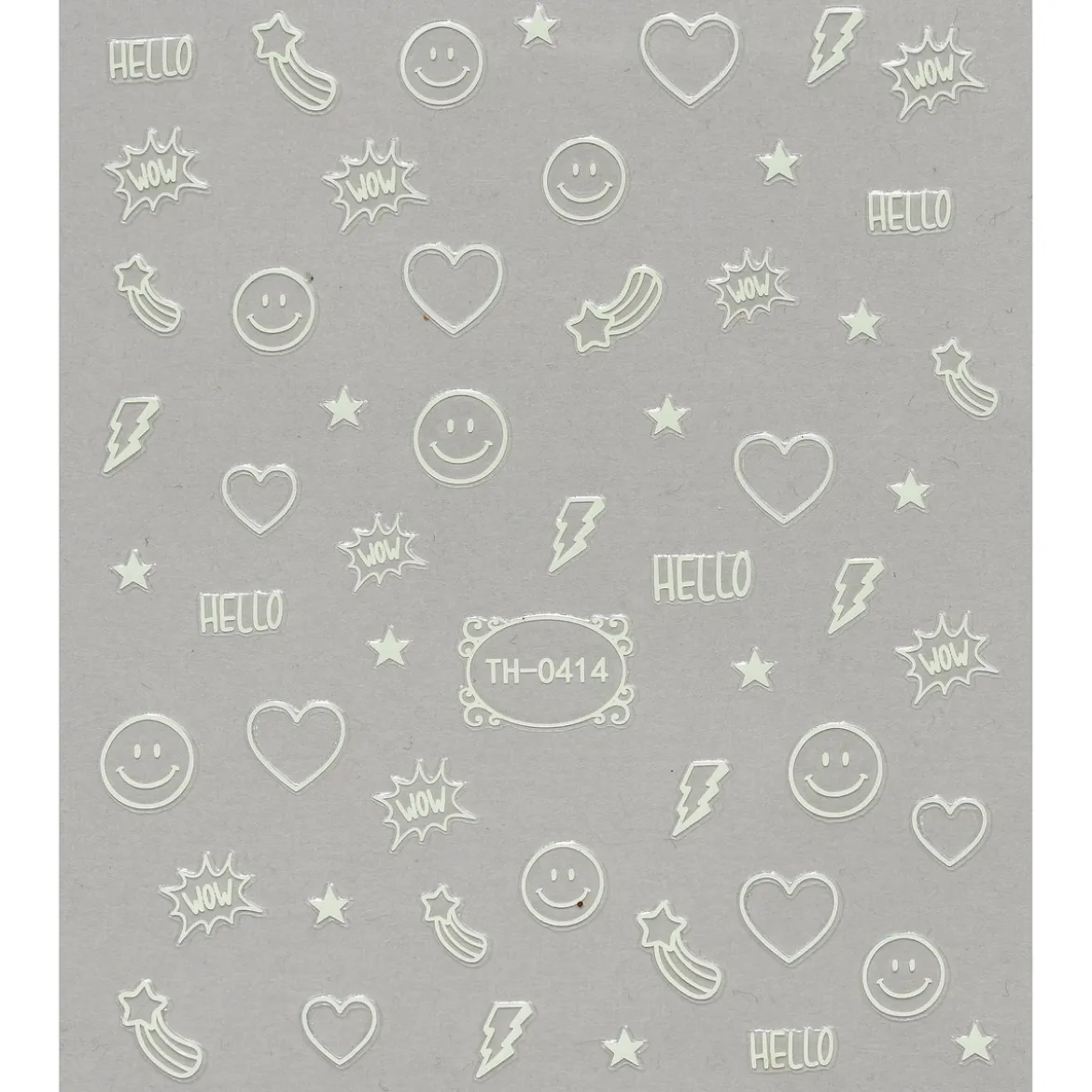 Nagelstickers självlysande, glow in the dark. 1 ark nail stickers à 8,5×10 cm